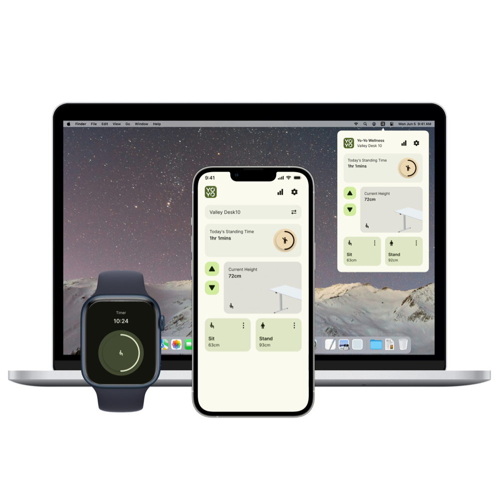 Yo-Yo DESK ALERT 3+  L-Shape SMART Standing Desk with Bluetooth Control