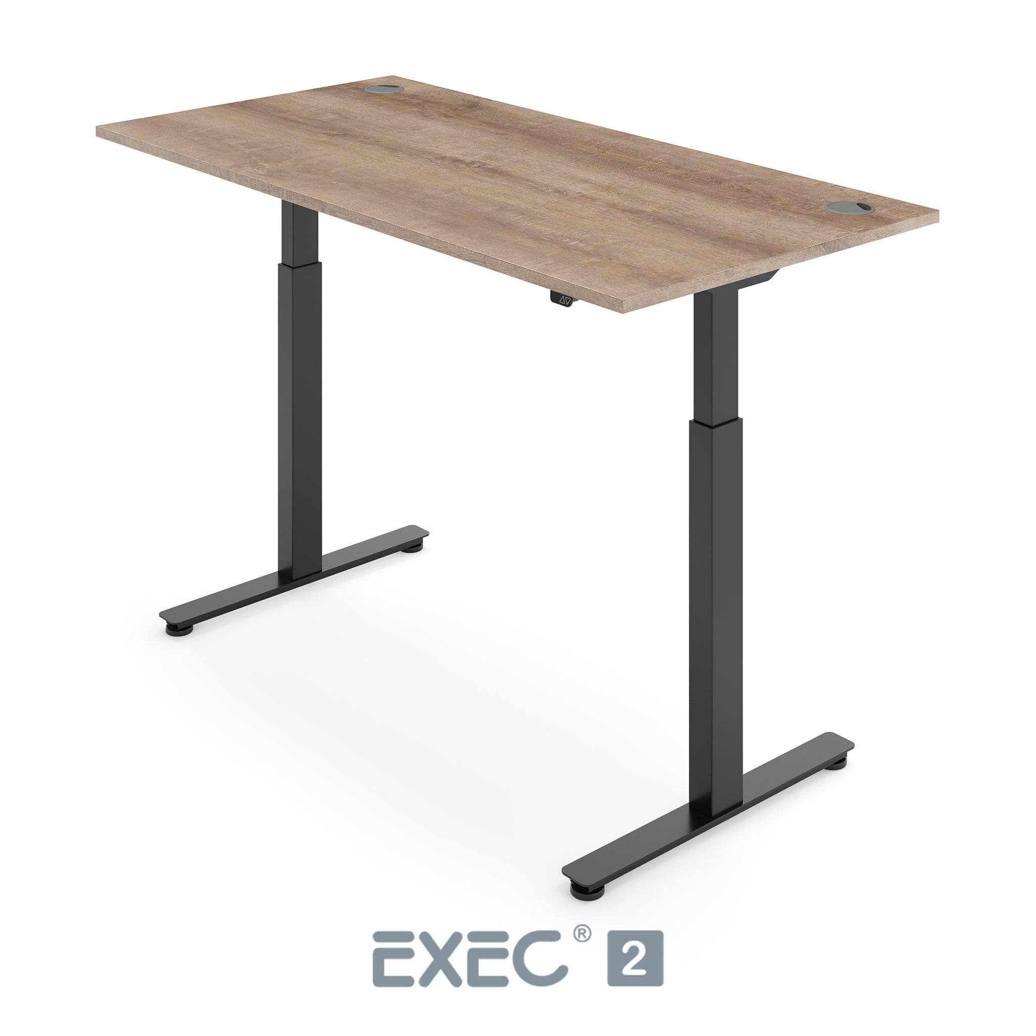 nebraska oak height adjustable desk with black frame