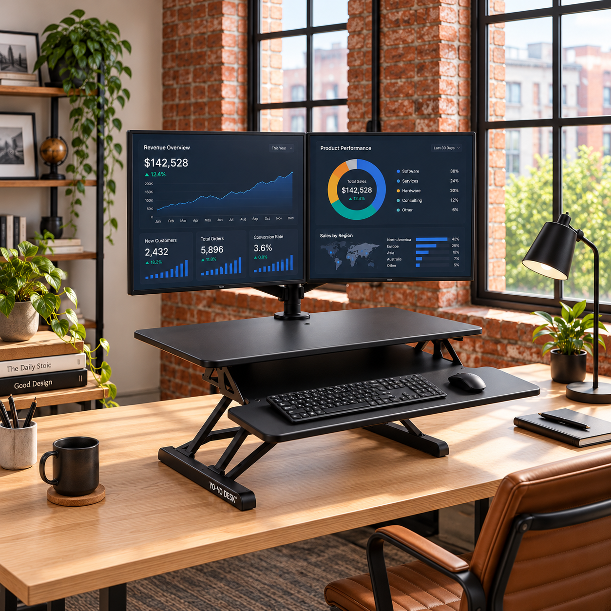 Yo-Yo DESK 80-SLIM Single Monitor Standing Desk Converter